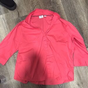 Pink Ruched 3/4 Sleeve Blouse